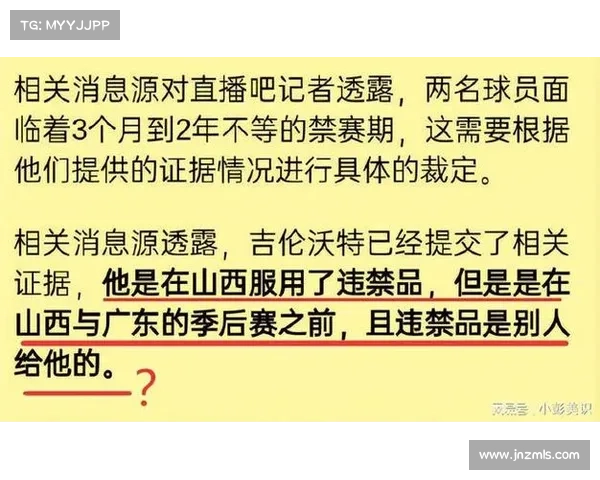 吉伦沃特承认服用违禁品并指认提供者,CBA 调查持续发酵 吉伦沃特承认服用违禁品并指认提供者,CBA 调查持续发酵
